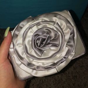 Silver flower hand bag